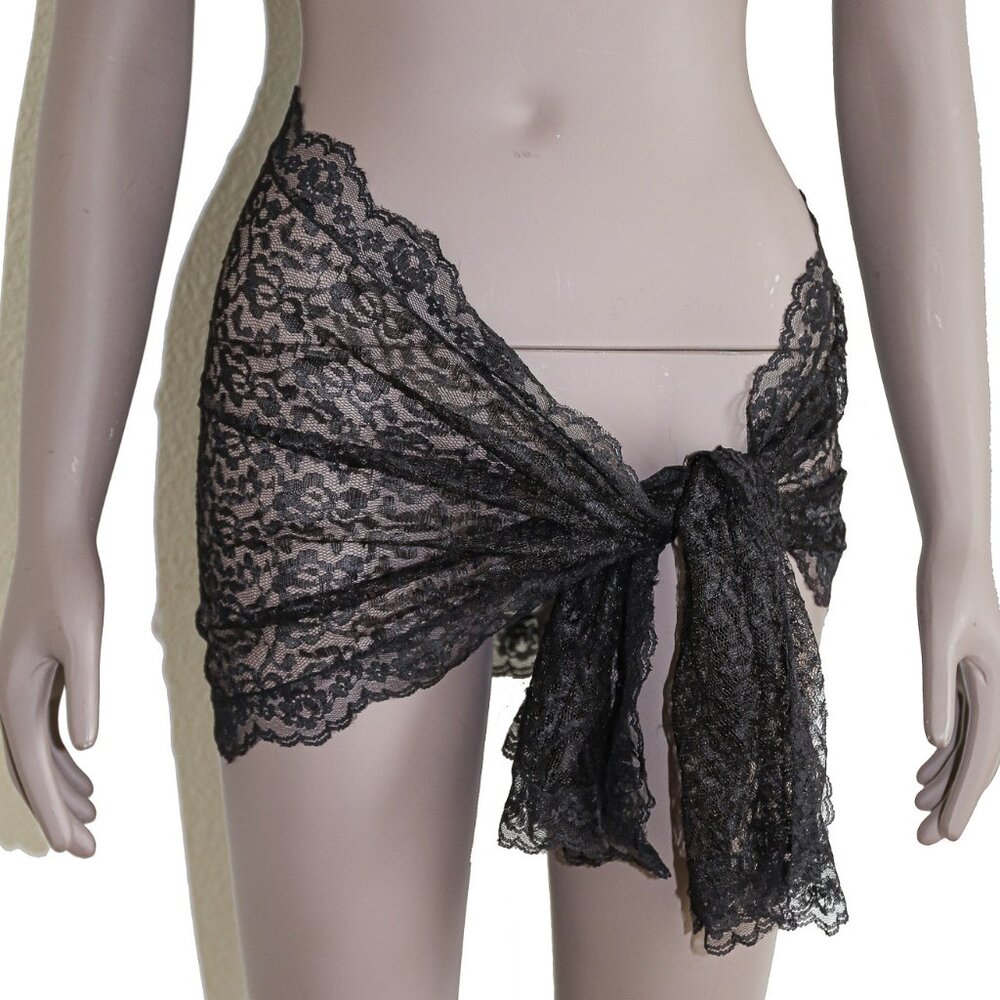 Black Lace Scarf Gothic Beach Wrap Sheer Lightweight Shawl Boho Chic Cover Up‎